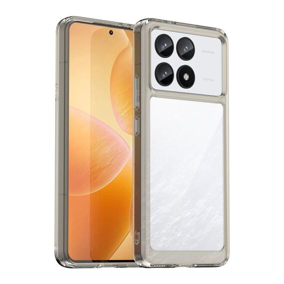 Per Xiaomi Redmi K70 Custodia per telefono ibrida in TPU acrilico serie colorata (grigio trasparente)