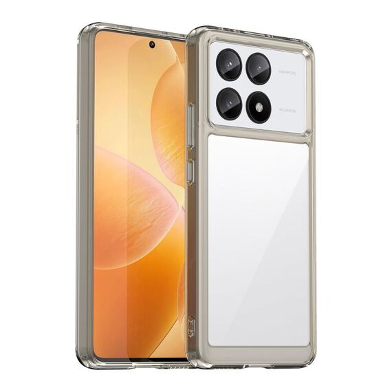 Per Xiaomi Redmi K70E Custodia per telefono ibrida in TPU acrilico serie colorata (grigio trasparente)