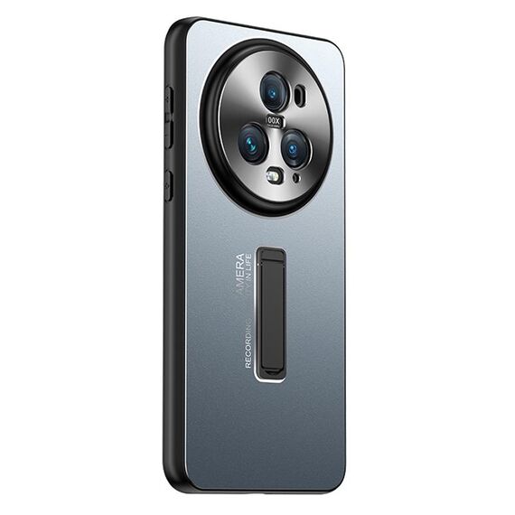 Custodia per telefono con supporto in TPU ibrido in metallo satinato per Honor Magic5 Pro (blu)