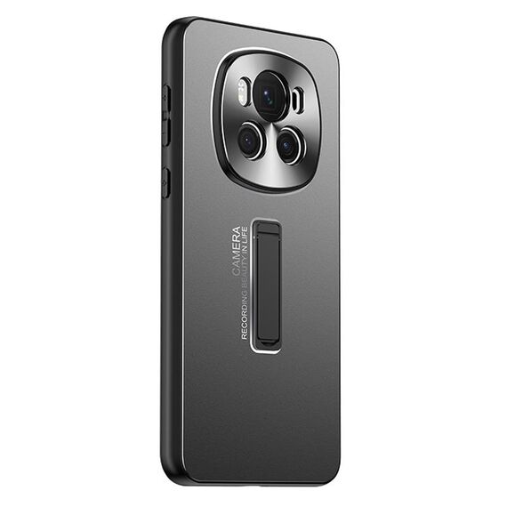 Per Honor Magic6 Pro Custodia per telefono con supporto in TPU ibrido in metallo satinato (nero)