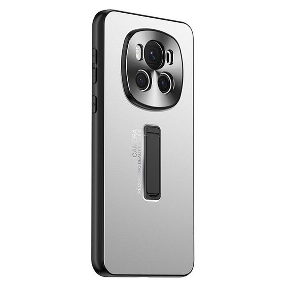 Custodia per telefono con supporto in TPU ibrido in metallo satinato per Honor Magic6 (argento)