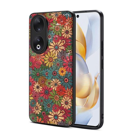Custodia per telefono in TPU per Honor 90 Four Seasons Flower Language Series (verde primavera)