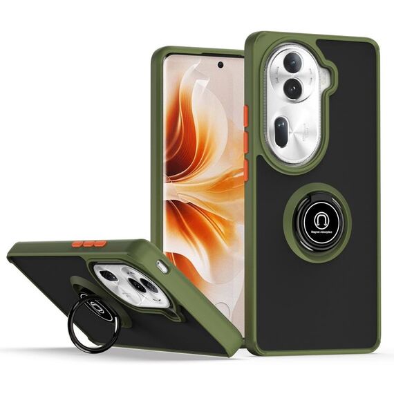 Per OPPO Reno11 Pro Global Q Shadow 1 Series TPU + custodia per PC con anello (verde militare)