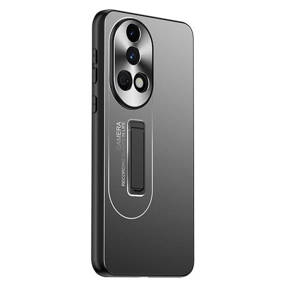 Per Huawei nova 12 Pro Custodia per telefono con supporto in TPU ibrido in metallo satinato (nero)