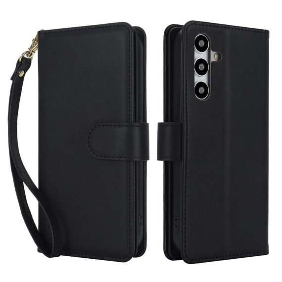 Custodia per telefono in pelle RFID multi-card per Samsung Galaxy S24+ 5G (nera)
