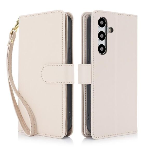 Custodia per telefono in pelle RFID con portafoglio multi-scheda per Samsung Galaxy S24+ 5G (albicocca)