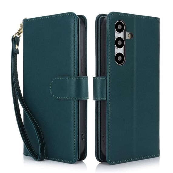 Custodia per telefono in pelle RFID con portafoglio multi-scheda per Samsung Galaxy S24 5G (verde)