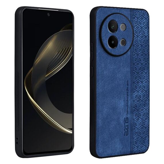 Custodia per telefono con sensazione di pelle in rilievo AZNS 3D per vivo S18e (blu zaffiro)