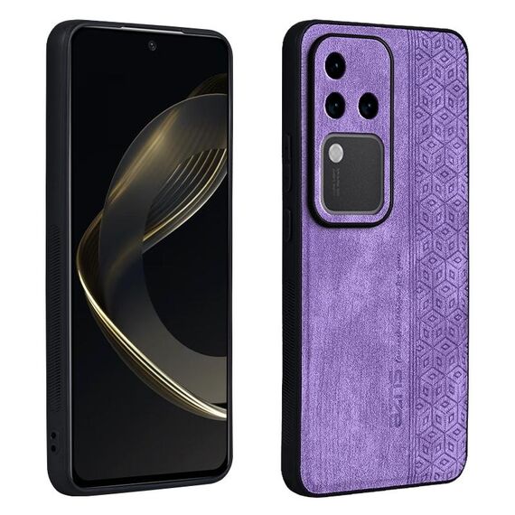 Custodia per telefono con sensazione di pelle in rilievo AZNS 3D per vivo S18 Pro (viola)