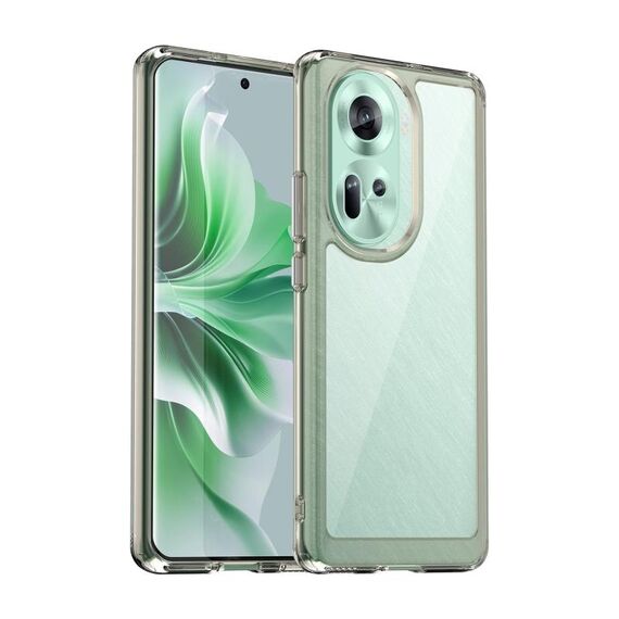 Per OPPO Reno11 Custodia per telefono in TPU ibrido acrilico serie colorata globale (grigio trasparente)