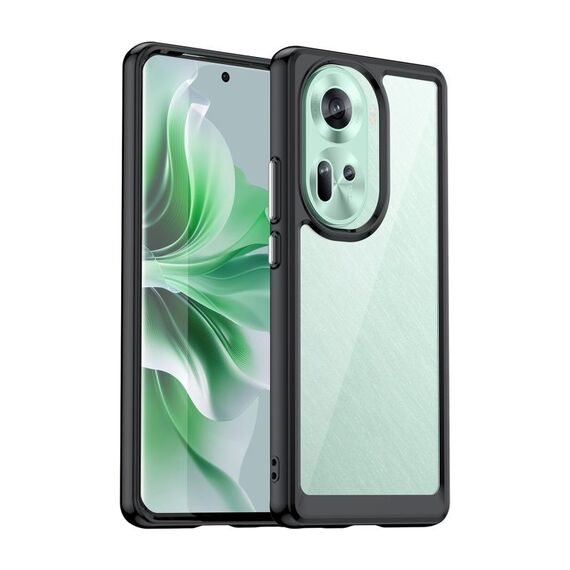 Per OPPO Reno11 Custodia per telefono in TPU ibrido acrilico serie colorata globale (nera)