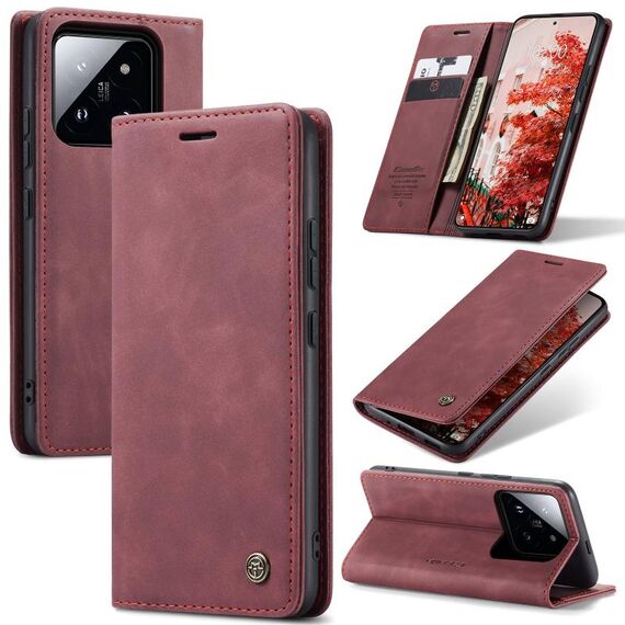 Per Xiaomi 14 Pro CaseMe 013 Custodia per telefono in pelle con vibrazione orizzontale multifunzionale (vino rosso)