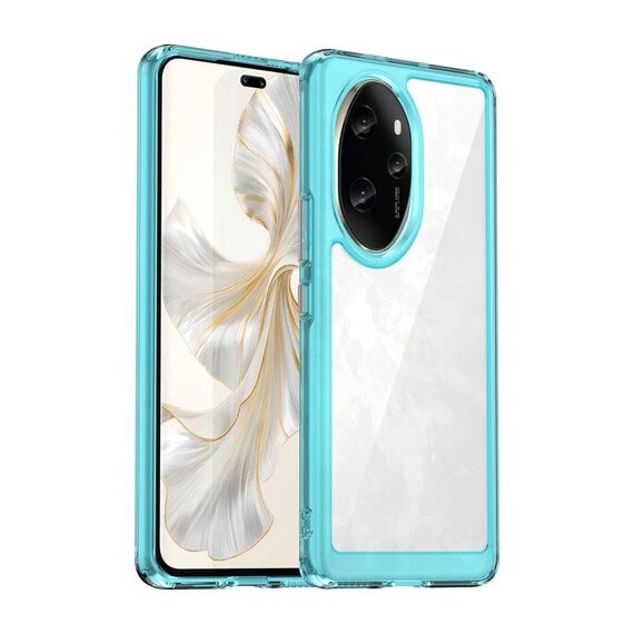 Per Honor 100 Pro Custodia per telefono ibrida in TPU acrilico serie colorata (blu trasparente)