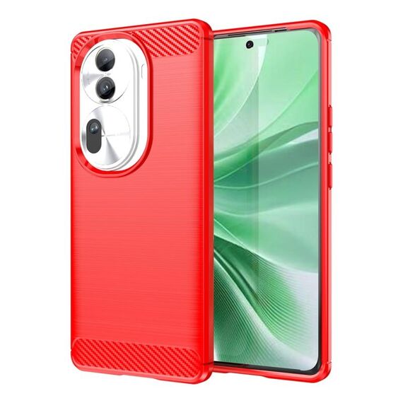 Per OPPO Reno11 Pro Global Custodia in TPU con texture spazzolata in fibra di carbonio (rossa)