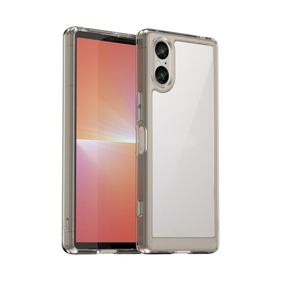 Per Sony Xperia 5 V Custodia per telefono ibrida in TPU acrilico serie colorata (grigio trasparente)