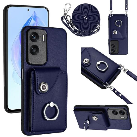 Per Honor X50i / 90 Lite Custodia per cellulare con porta carte per organo con cordino lungo (blu)
