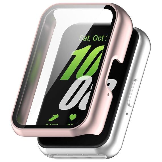 Per Samsung Galaxy Fit 3 SM-R390 PC + Custodia protettiva per orologio integrata con pellicola in vetro temperato (rosa)