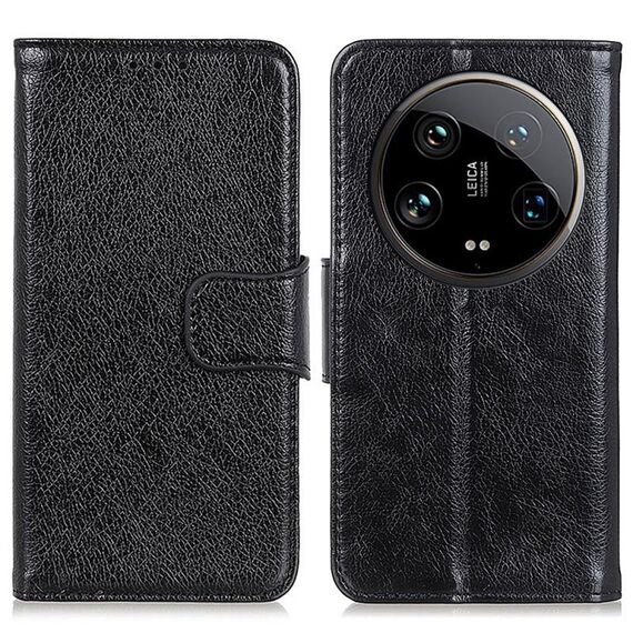 Custodia per telefono in pelle con vibrazione orizzontale Ultra Nappa Texture per Xiaomi 14 (nera)