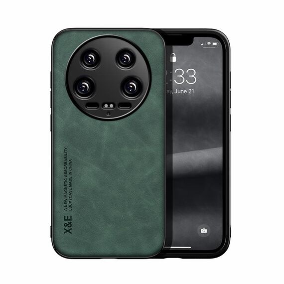 Custodia per telefono posteriore in pelle magnetica Ultra Skin Feel per Xiaomi 14 (verde)