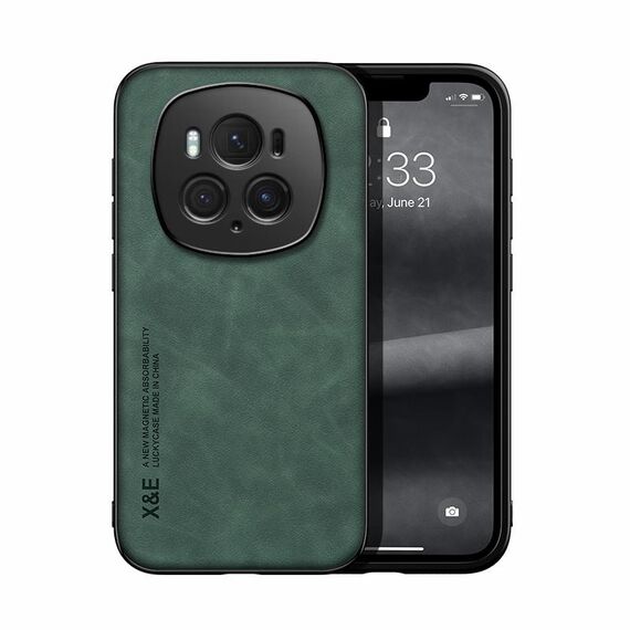 Custodia per telefono posteriore in pelle magnetica per Honor Magic6 Pro Skin Feel (verde)