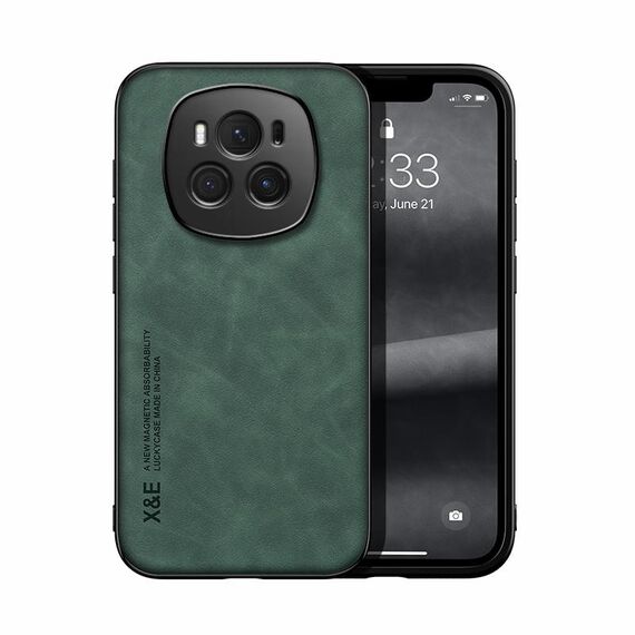 Custodia per telefono posteriore in pelle magnetica Skin Feel per Honor Magic6 (verde)