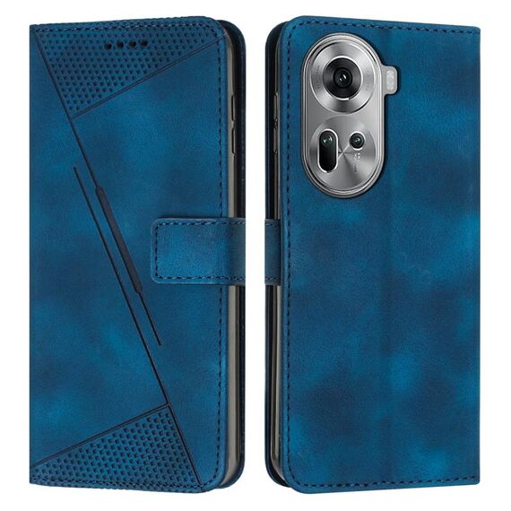 Per OPPO Reno 11 5G Global Dream Triangle Custodia in pelle con cordino lungo (blu)