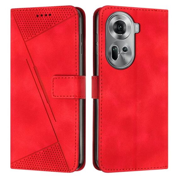 Per OPPO Reno 11 5G Custodia per telefono in pelle Global Dream Triangle con cordino lungo (rosso)