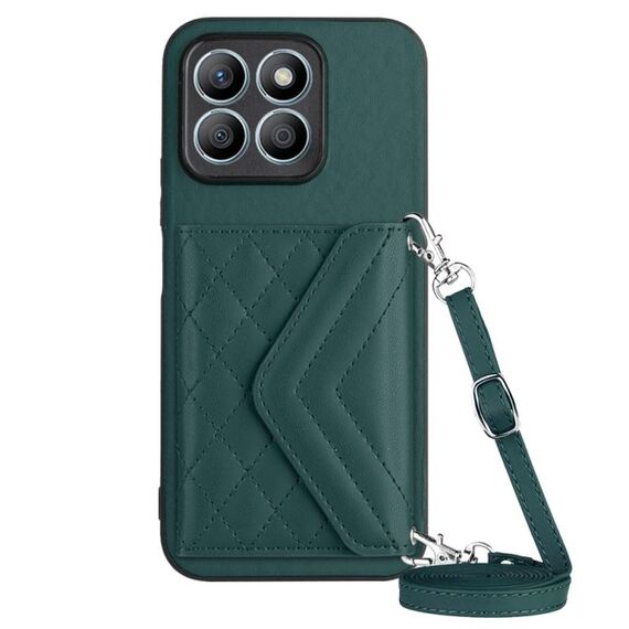 Custodia per telefono RFID con struttura rombica globale per Honor X8b 4G con cordino lungo (verde)