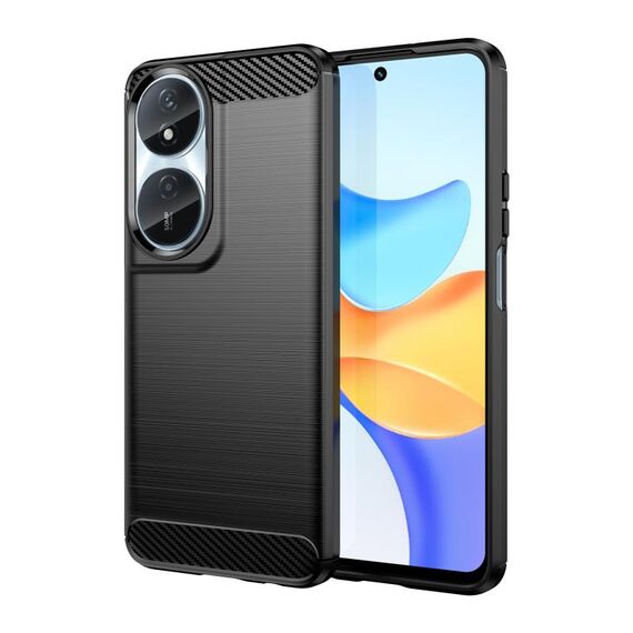 Custodia per telefono in TPU con texture spazzolata in fibra di carbonio Smart per Honor 90 (nera)