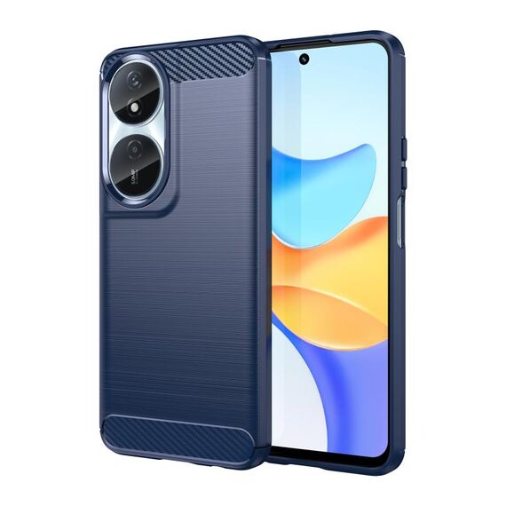 Custodia per telefono in TPU con texture spazzolata in fibra di carbonio Smart per Honor 90 (blu)