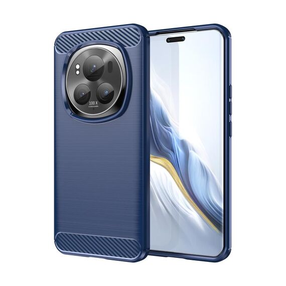Custodia per telefono in TPU con texture spazzolata in fibra di carbonio per Honor Magic 6 Pro (blu)