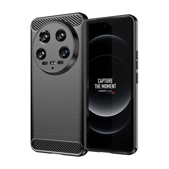 Per Xiaomi 14 Custodia per telefono in TPU con texture ultra spazzolata in fibra di carbonio (nera)