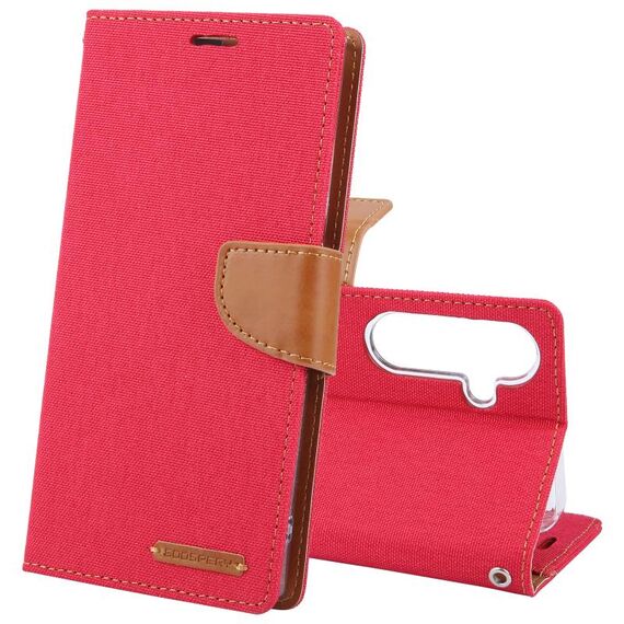Per Samsung Galaxy S24+ 5G GOOSPERY CANVAS DIARY Custodia in pelle con texture in tessuto (Rosso)