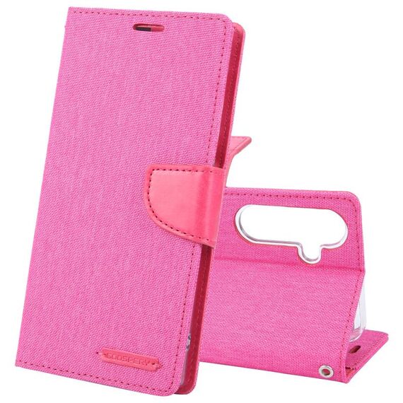 Per Samsung Galaxy S24 5G GOOSPERY CANVAS DIARY Custodia in pelle con texture in tessuto (Rosa rossa)