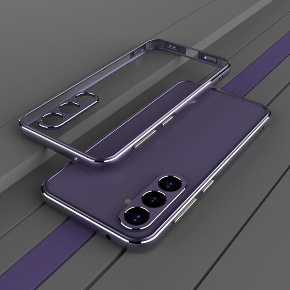 Per Samsung Galaxy S23 FE 5G Serie Aurora Protezione per lenti + Custodia per telefono con struttura in metallo (Viola)