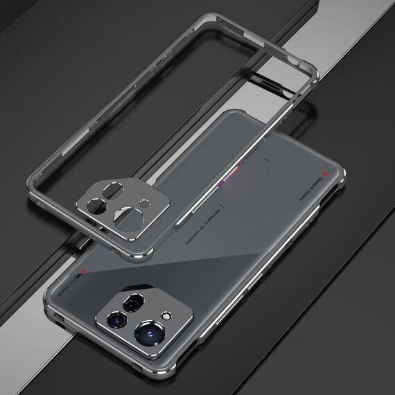 Per ASUS ROG Phone 8 Protezione per lenti + Custodia per telefono con struttura in metallo (Argento)