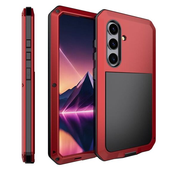 Custodia per telefono in silicone impermeabile antiurto + lega di zinco per Samsung Galaxy S24 5G (rossa)