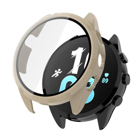 Per Garmin Forerunner 165 PC + custodia protettiva per orologio integrata con pellicola temperata (bianco avorio)