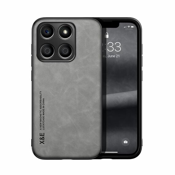 Custodia per telefono posteriore in pelle magnetica per Honor X8b Skin Feel (grigio chiaro)