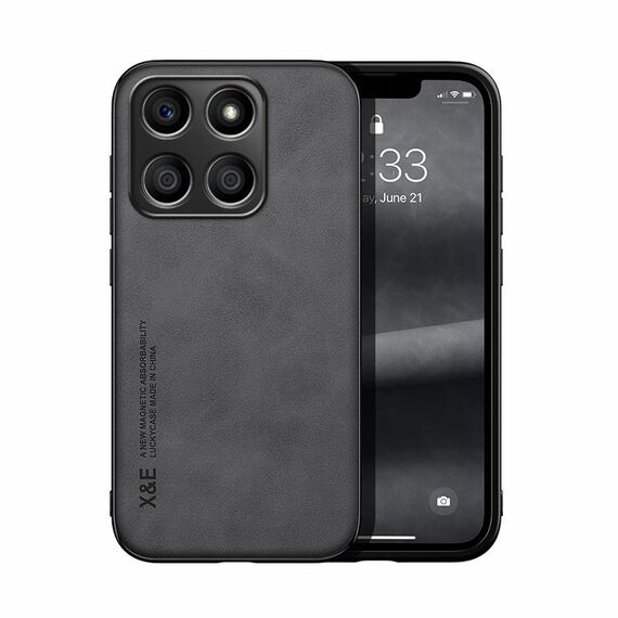 Custodia per telefono posteriore in pelle magnetica Skin Feel per Honor X8b (grigio scuro)