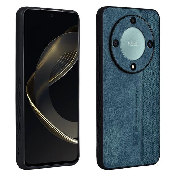 Custodia per telefono con sensazione di pelle in rilievo 3D per Honor X9b AZNS (verde scuro)