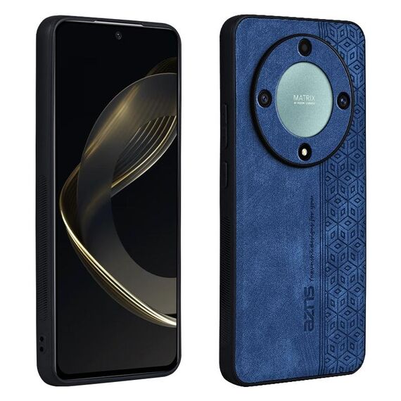 Custodia per telefono con sensazione di pelle in rilievo 3D per Honor X9b AZNS (blu zaffiro)