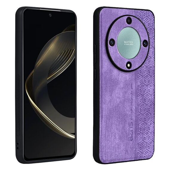 Custodia per telefono con sensazione di pelle in rilievo 3D per Honor X9b AZNS (viola)