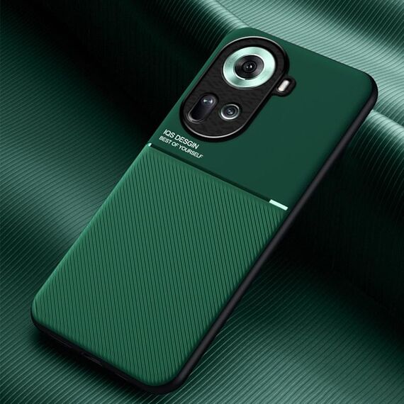 Per OPPO Reno11 5G Global Classic Tilt Strip Grain Magnetico Antiurto PC + Custodia per telefono in TPU (Verde)