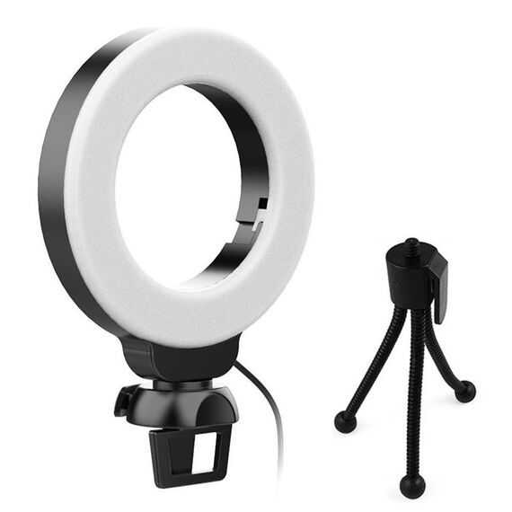 YRing48 4 pollici 48 LED Videocamera per laptop Videoconferenza Luce di riempimento per anello di bellezza dal vivo, Specifiche: Clip con treppiede