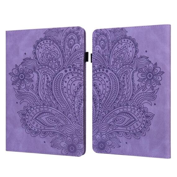 Custodia per tablet in pelle con motivo pavone in rilievo per Amazon Kindle Paperwhite 5 2021 (viola)