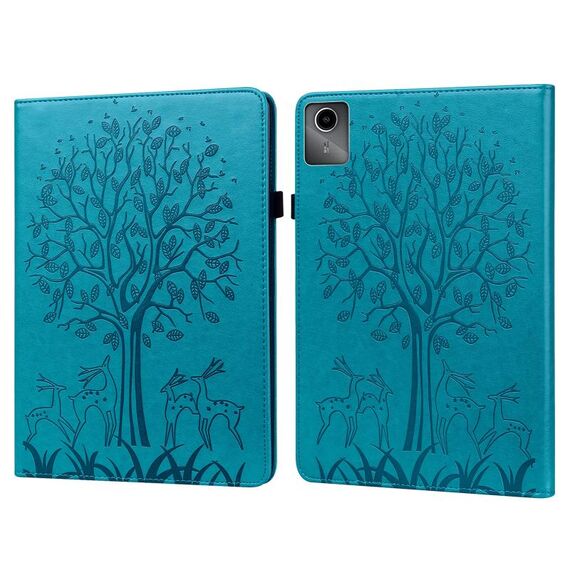 Custodia per tablet in pelle goffrata albero e cervo per Lenovo Tab M11 (blu)