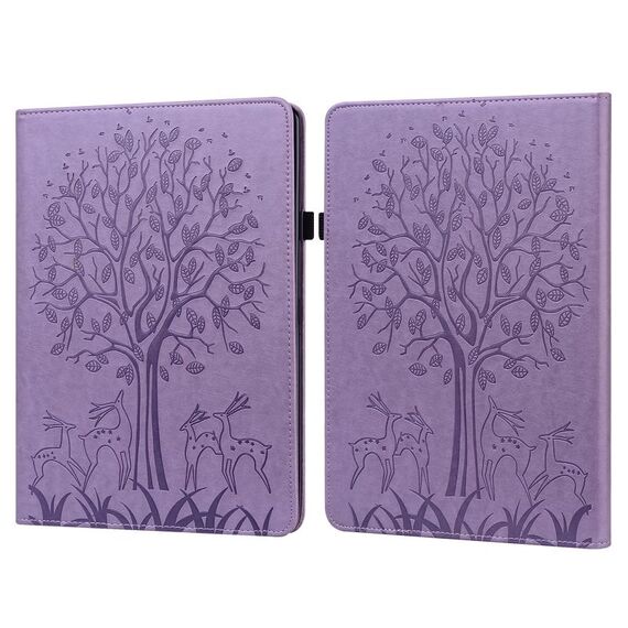 Custodia per tablet in pelle goffrata albero e cervo per Amazon Kindle Paperwhite 5 2021 (viola)