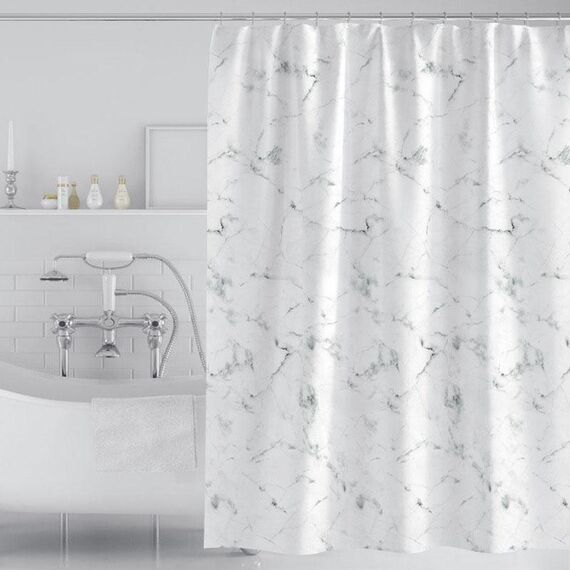 Tenda da doccia impermeabile antimuffa ispessita da 100x180 cm Tenda da bagno semplice per hotel con ganci (marmo)