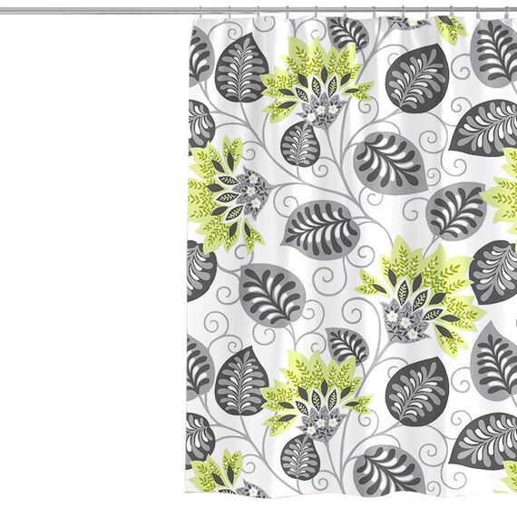 Tenda da doccia in poliestere impermeabile stampata con fiori botanici da 150x180 cm. Tessuto per tende da bagno ispessito per la casa